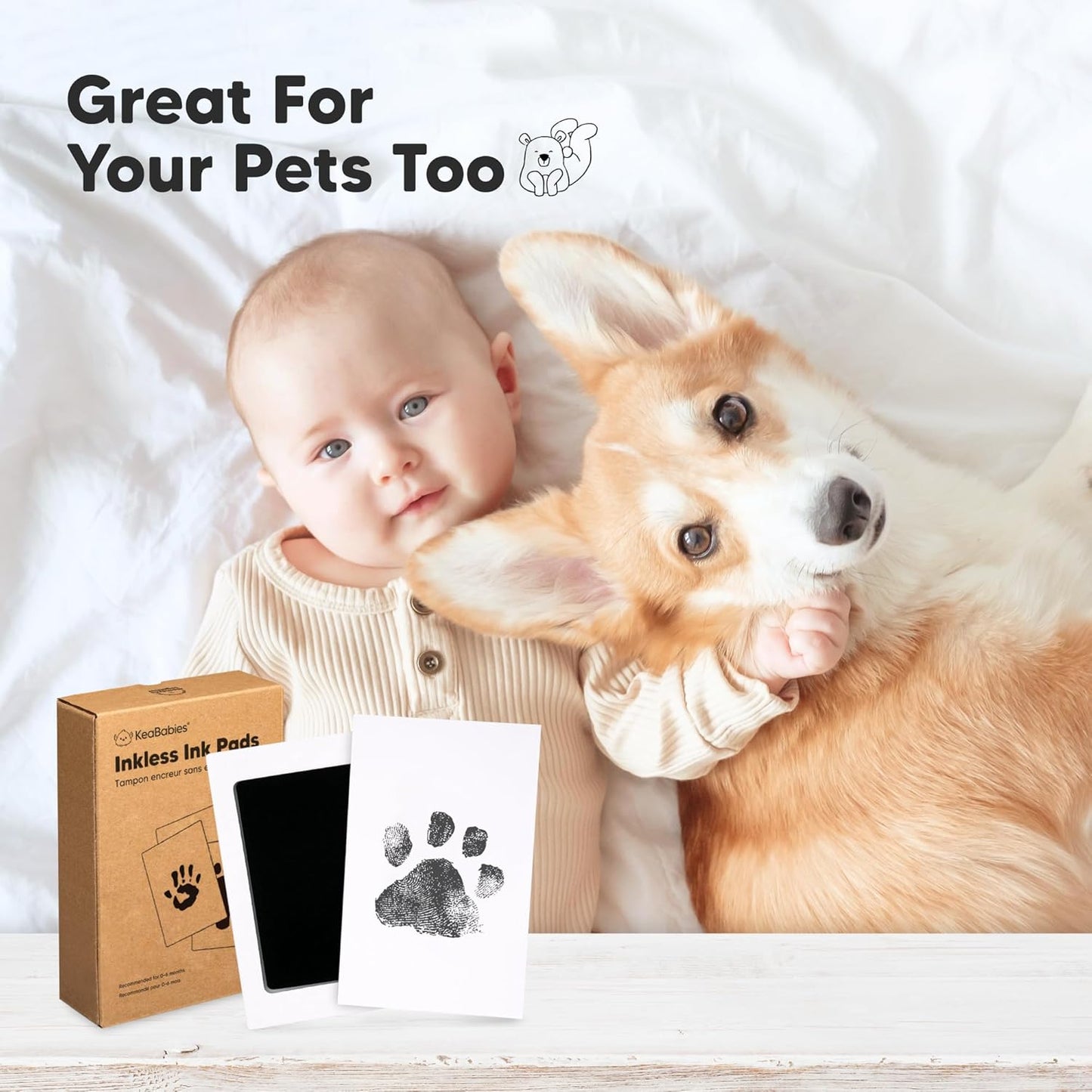 4-Pack Inkless Hand and Footprint Kit - Ink Pad for Baby Hand and Footprints - Dog Paw Print Kit, Dog Nose Print Kit - Baby Footprint Kit, Clean Touch Baby Foot Printing Kit, Handprint Kit (Jet Black)