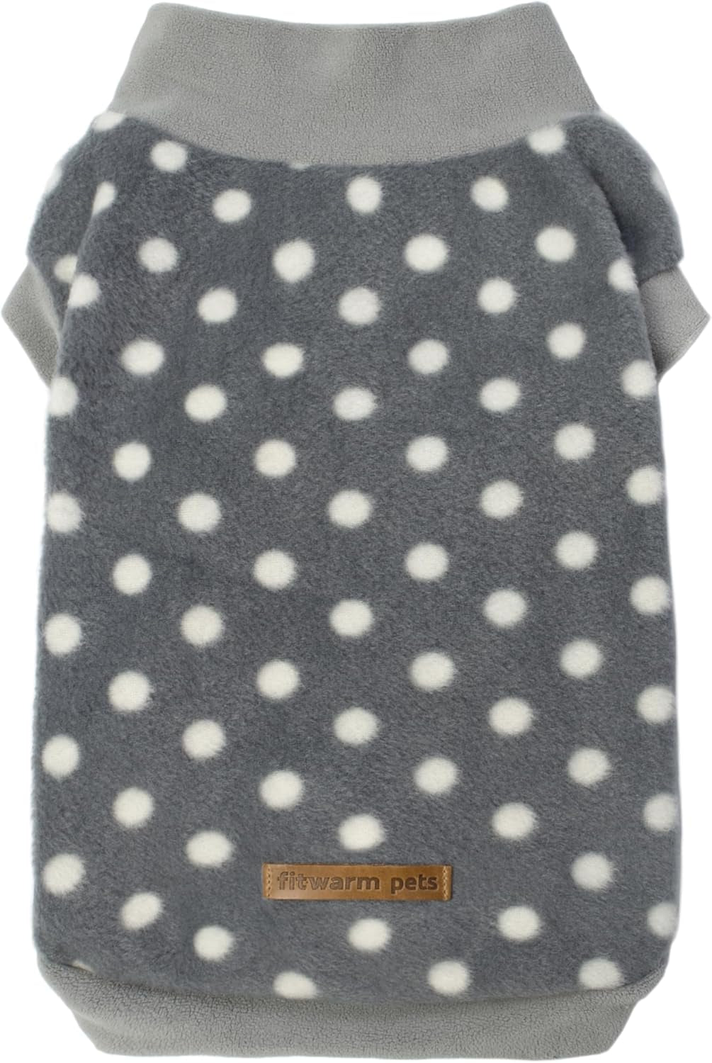 Fleece Polka Dot Sweater for Small Dogs, Cozy Winter Clothes, Cold Weather Pullover Jacket, Pet Outfit, Light Grey, Dark Grey, White, XS