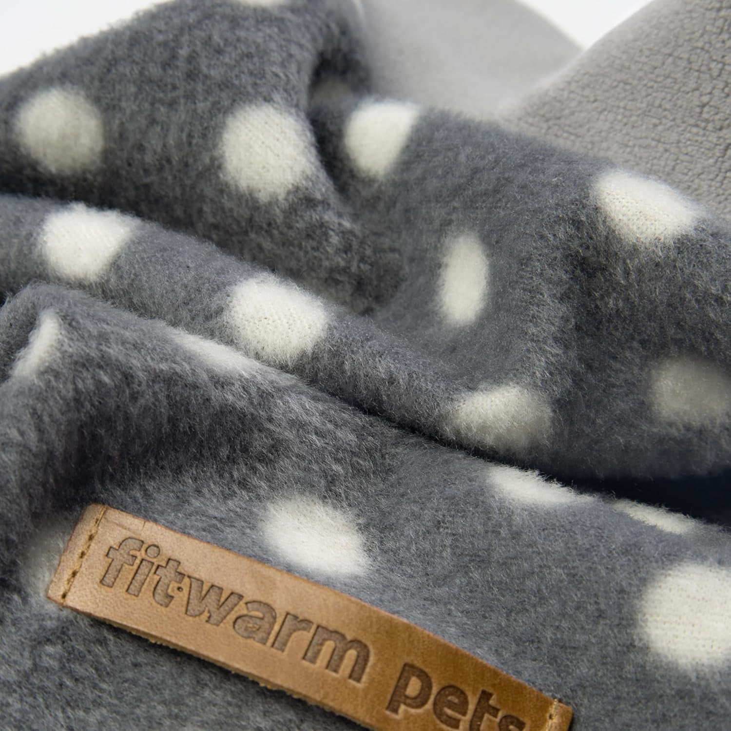 Fleece Polka Dot Sweater for Small Dogs, Cozy Winter Clothes, Cold Weather Pullover Jacket, Pet Outfit, Light Grey, Dark Grey, White, XS