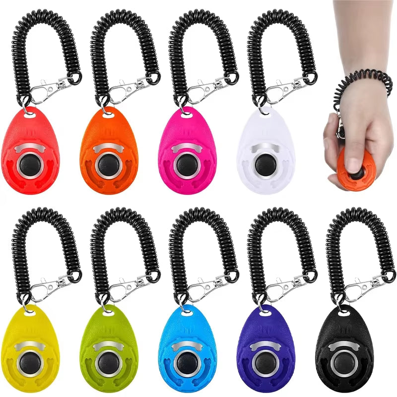 Dog Training Clicker Pet Cat Dog Click Trainer Easy to Use for Cat Puppy Birds Horses Aid Adjustable Wrist Strap Sound Key Chain
