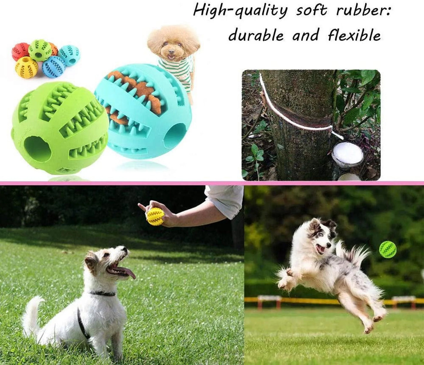 Nontoxic & Bite-Resistant Chew Dog Toy Ball Set for Teeth Cleaning, Green (2 Pack)