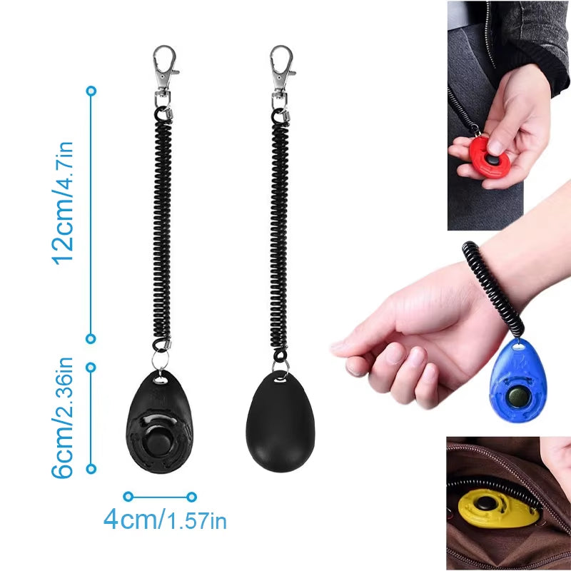 Dog Training Clicker Pet Cat Dog Click Trainer Easy to Use for Cat Puppy Birds Horses Aid Adjustable Wrist Strap Sound Key Chain