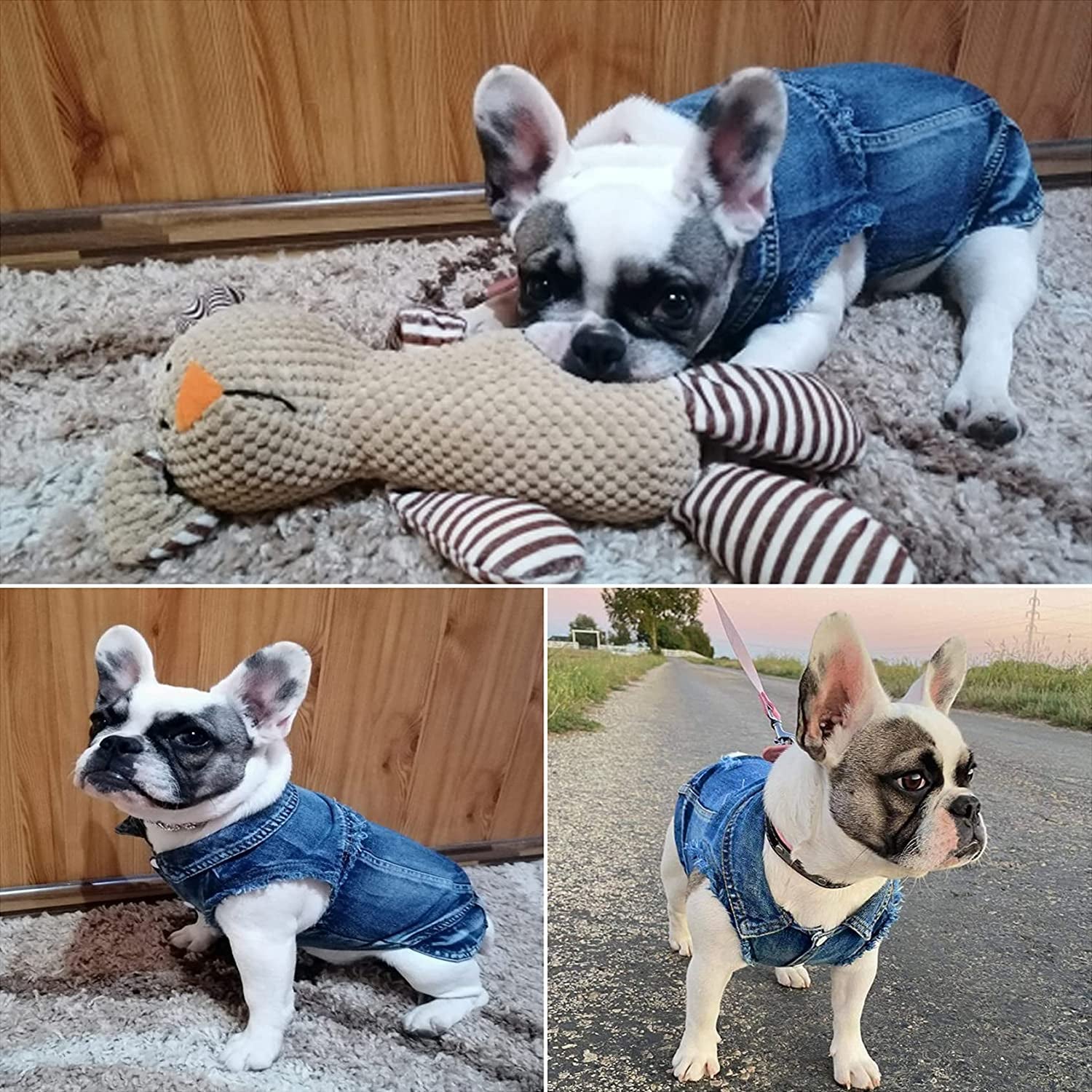 Dog Jean Jacket, Blue Denim Lapel Vest Coat T-Shirt Costume Girl Boy Puppy Clothes, Comfort and Cool Apparel for Small Medium Dogs Cats